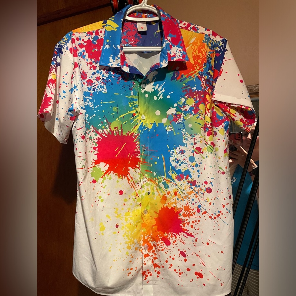 Men’s lightweight paint splatter button up